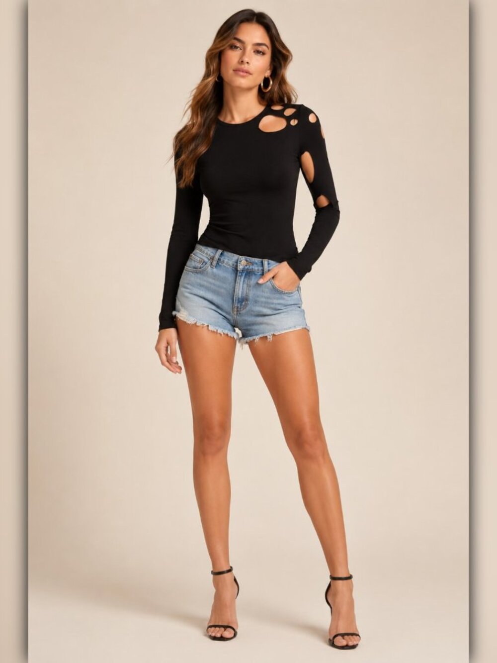 A643 • Distressed Long Sleeve Knit Top